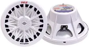 Single Outdoor Marine Audio Subwoofer 500 Watt 10 Inch White Waterproof Bass Loud Speaker For Marine Stereo Sound System Under Helm or Box Case Mount in Small Boat Marine Vehicle  PLMRW10