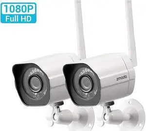 Outdoor Security Camera 2 Pack Smart Home 1080p Full HD Indoor Outdoor Wireless IP Cameras with Night Vision Cloud Service Available