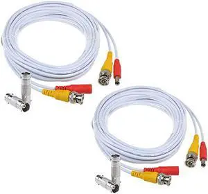 4332024197 2Pack 25ft HD Video Power Security Camera Cables PreMade AllinOne Extension Wire Cord with BNC Connectors for CCTV Security Camera White Null 25FT 2PACK