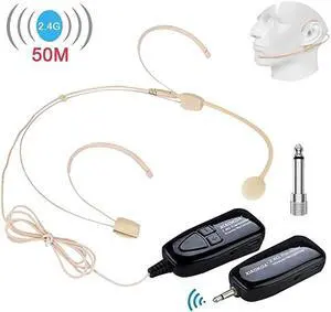 Headset Wireless Microphone Super Light 24G Wireless Headset Microphone SystemHeadset and Handheld 2 in 1160ft Rangefor Voice AmplifierPA SystemNot Support PhoneLaptop