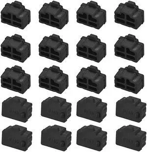 20pcs RJ45 Silicone Protectors Ethernet Hub Port Anti Dust Cap Cover 12mmx83mm Black