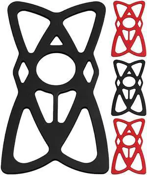 Bike Motorcycle Phone Mount Tether X Web Grip Silicone Cell Phone Holder Band Universal Elastic Rubber Security Strap for Mountain Road Sports Bicycle Handlebar Cradle 2 Black 2 Red