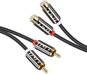 2 RCA to 2 RCA Cable Gold Plated Copper Shell Heavy Duty 2RCA Male to 2RCA Female Stereo Audio Extension Cable RCA Cable 9 Feet