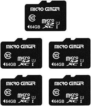 Center 64GB Class 10 SDXC Flash Memory Card with Adapter for Mobile Device Storage Phone, Tablet, Drone & Full HD Video Recording - 80MB/s UHS-I, C10, U1 (5 Pack)