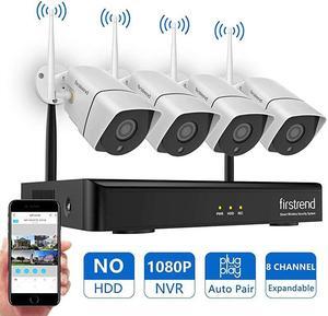 Newest Wireless Security Camera System  8CH 1080P Wireless NVR System with 4pcs 13MP IP Security Camera with 65ft Night Vision and Easy Remote ViewP2P CCTV Camera SystemNo Hard Drive