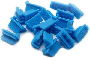 20pcs Silicone USB A Type Female Anti Dust Cover Plug Protector Stopper Blue