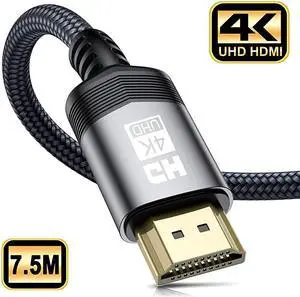 4K HDMI Cable 25ft HDMI 20 Lead Cable High Speed 18Gbps Gold Plated Nylon Braid Cord Supports 4K60Hz2K144Hz3DHDRUHD 2160P1440P1080PHDCP 22ARC for Apple TVFire TVPS4PS3PCGrey