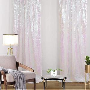 White Iridescent Glitter Sequin Backdrop Panels Stage 2 Pieces Wedding Party Background Curtains Drapes