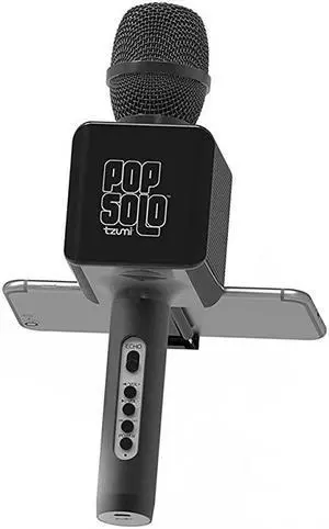 PopSolo Rechargeable Bluetooth Karaoke Microphone and Voice Mixer with Smartphone Holder Great for All Ages Black PopSolo Rechargeable Bluetooth Karaoke Microphone and Voice Mixer with Smartphone Holder Great for All Ages Black