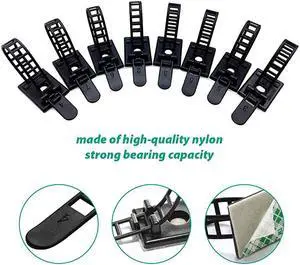 Pieces Adhesive Cable Management Ties Cord Management Clips Cable Organizer Cable Ties with Optional Screw Mount Cord Fasteners