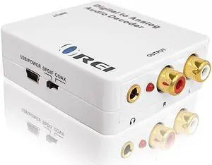 Digital to Analog Audio Decoder by  Convert Decode Dolby Digital Audio SPDIFCoaxial 51Channel Input to RCA LR35mm Headphone Output Converter DA34