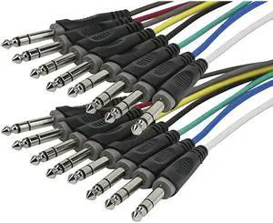 8Channel 14 Inch TRS Male to 14 Inch TRS Male Snake 26AWG Cable CD 6 Meter 20 Feet with 8 Balanced MonoUnbalanced Stereo Lines