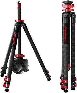 65 Carbon Fiber Video Tripod Professional Camera Tripods 3 Sections with Centre PoleMax Load 176 lbs Compatible with Canon Nikon Sony DSLR Camcorder Video Photography