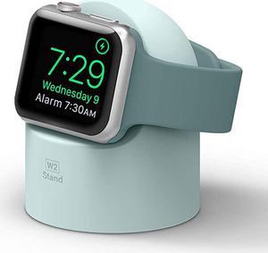 W2 Charger Stand Compatible with Apple Watch Series 6/SE/5/4/3/2/1 (44mm, 42mm, 40mm, 38mm), Durable Silicone, Compatible with Nightstand Mode (Mint)