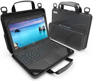 11116 inch Workin Chromebook Laptop Case with Pouch and Shoulder Strap Black PU