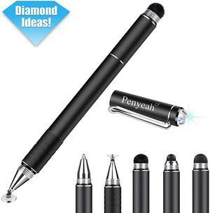 Capacitive Stylus 2020 Newest 4 in 1 Stylist Pens High Precision Flocked Fiber Tip No Risk for Scratch on Touch Screens Clear Disc TipampRubber Tip Universal for All Touch Screen Device Black