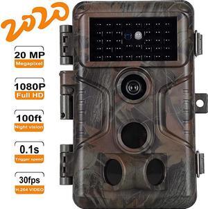 Game Deer Trail Camera with 100ft Night Vision 20MP Photo 1080P H264 MP4 Video 01S Trigger Motion Activated Waterproof for Outdoor Wildlife Hunting Home Security Surveillance