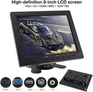 Inch LED Monitor HD TFTLCD Color Monitor Mini TV Computer 2 Channel Video Input Security Monitor with Speaker VGA HDMI for Car