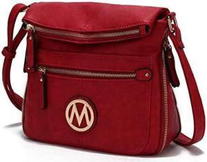 Crossbody Bag for Women PU Leather Expandable Messenger Purse Designer Pocketbook Handbag Shoulder Strap Red