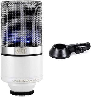 Mics 990 Blizzard Condenser Microphone with Blue LED Lights for Podcasting Voice Overs Studio Recordings