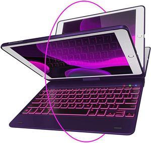 Keyboard Case for 2018 6th Gen 2017 5th Gen Pro 97 Air 2 1 Thin Light 360 Rotatable WirelessBT Backlit 10 Color Case with Keyboard Violet