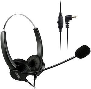 25mm Dual Ear Call Center Telephone Headphone 6FT Noise Cancelling Binaural Headset with BoomStyle Mic for Most Cordless Phones
