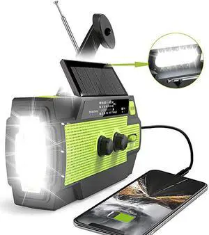 2021 Newest? Emergency Crank Radio,4000mAh-Solar Hand Crank Portable AM/FM/NOAA Weather Radio with 1W Flashlight&Motion Sensor Reading Lamp,Cell Phone Charger, SOS for Home and Emergency