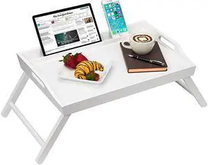 Home Media Bed Tray with Phone Holder Fits up to 173 Inch Laptops and Most Tablets Soft White Style No 78104