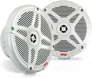 65 Inch Marine Speakers Pair 2way IPX4 Waterproof and Weather Resistant Outdoor Audio Dual Stereo Sound System with 600 Watt Power and Low Profile Design  PLMR652W White