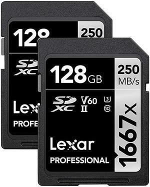 Professional 1667X 128GB 2Pack SDXC UHSII Card LSD128CBNA16672