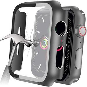 Compatible with Apple Watch 42mm Series 321 Case with Builtin Tempered Glass Screen Protector Thin Guard Bumper Full Coverage Matte Hard Cover for iWatch Accessories