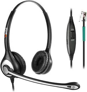 Corded Telephone Headset Dual wNoise Canceling Mic for ShoreTel Plantronics Polycom Zultys Toshiba NEC Aspire Dterm Nortel Norstar Meridian Siemens ROLM Packet8 Landline DeskphonesF602S2