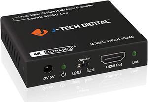 18Gbps DigitalAnalog Audio HDMI Embedder Inserter Support 4K60Hz 444 HDR CEC HDCP2214 with TOSLINK Optical 35mm Audio Input Options JTECH18GAE
