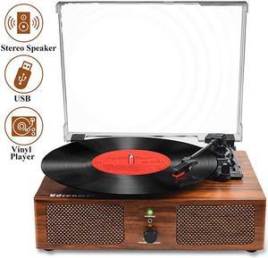 Record Player Bluetooth Turntable with Builtin Speakers and USB BeltDriven Vintage Phonograph Record Player 3 Speed for Entertainment and Home Decoration