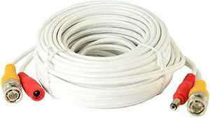 60ft All-in-One Video HD-TVI HD-CVI AHD Analog 1080p Premade Cable for CCTV Security Cameras - White