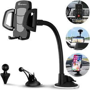 Car Phone Mount  3in1 Universal Cell Phone Holder Car Air Vent Holder Dashboard Mount Windshield Mount for iPhone Xs Max R X 8 Plus 7 Plus 6S Samsung Galaxy S9 S8 Edge S7 S6 LG Sony and More