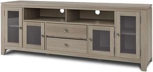 Cosmopolitan SOLID WOOD Universal TV Media Stand 72 inch Wide Contemporary Storage Shelves and Cabinetsfor Flat Screen TVs up to 80 inches Distressed Grey