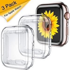 3 Pack Compatible with Apple Watch Case 38mm,Soft HD High Sensitivity Screen Protector with TPU All Around Anti-Fall Bumper Protective Case Cover for iWatch Series 3/2/1 38mm(3 Clear)