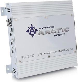 2 Channel Car Stereo Amplifier 1000W Dual Channel Bridgeable High Power MOSFET Audio Sound Auto Small Speaker Amp Box w Crossover Variable Gain Control RCA INOUT LED Indicators Pyle PB717X
