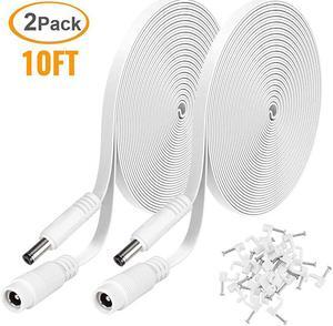Pack DC Power Extension Cable 10ft 1mm x 55mm Compatible with 1V DC Adapter Cord for CCTV IP Camera LED Car White