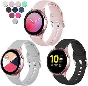 Compatible with Samsung Galaxy Active 2 Watch Bands 40mm 44mm Galaxy Watch Active Bands Galaxy Watch bands 42mm 20mm Silicone Sport Strap3 PackSmallPink SandGrayBlack