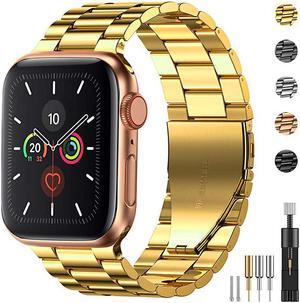 Stainless Steel Metal Band for Apple Watch 38404244mm Strap Replacement Link Bracelet Band Compatible with Apple Watch Series 6 Apple Watch Series 5 Apple Watch Series 1234Gold3840mm