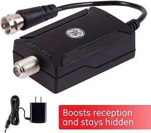 Indoor TV Antenna Amplifier Low Noise Antenna Signal Booster Clears Up Pixelated Low-Strength Channels HD TV Digital VHF UHF AC Power Adapter Black 42178