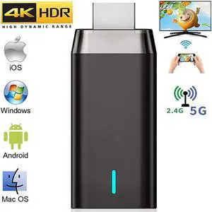Wireless Display Dongle  1080P Wireless HDMI Adapter Miracast Dongle Streaming Media Player Mirroring Screen from Small to Big Screen Support 24G5G Miracast Airplay DLNA