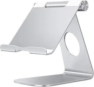 Tablet Stand Holder Adjustable  T1 iPad Stand Desktop Aluminum Tablet Dock Cradle Compatible with iPad Air 4Mini New iPad 10297 iPad Pro 11129 Samsung Nintendo and More Silver