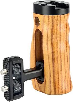 Universal Side Wooden Handle Handgrip with Cold Shoe for DSLR Camera Cage