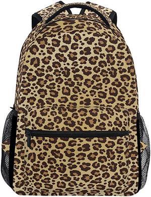 Animal Leopard Print Brown Stylish Large Backpack Personalized Laptop iPad Tablet Travel School Bag with Multiple Pockets