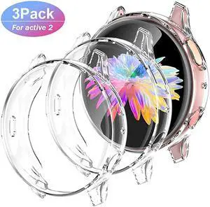 Compatible with Galaxy Watch Active 2 Case 40mm3 Pack Soft Full Cover Screen Protector Case for Samsung Galaxy Active 2 Smartwatch Bands 40mm 3 Clear
