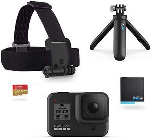 Hero8 Black Official Holiday Bundle Includes Hero8 Black Camera Plus Shorty Head Strap 32GB SD Card and 2 Rechargeable Batteries