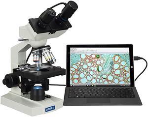 40X2500X Lab Binocular Compound LED Microscope with Double Layer Mechanical Stage and Digital Camera M82EZC02